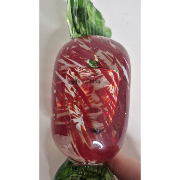 Handcrafted Glass Red And Green Candy Sculpture 6.50"x 2.50" - Picture 8 of 9